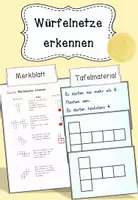 Vorschau - Arbeitsblätter - Würfelnetze erkennen : Merkblatt + Tafelmaterial - Deckblatt