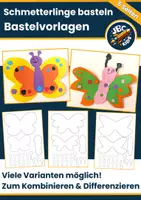 Vorschau - Mal- und Bastelvorlagen - Schmetterlinge basteln – Frühlings-Bastelvorlagen zum Kombinieren (Grundschule & Kindergarten) - Deckblatt