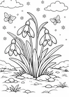 Vorschau - Mal- und Bastelvorlagen - Ausmalbild Schneeglöckchen - Deckblatt