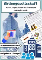 Vorschau - Arbeitsblätter - Die Aktiengesellschaft: Aufbau, Organe, Aktien, Grundkapital - Deckblatt