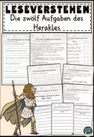 Vorschau - Arbeitsblätter - Die zwölf Aufgaben des Herakles Lesen und Verstehen Arbeitsblätter mit Lesetext, Fragen - Deckblatt