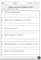 Vorschau - Arbeitsblätter - Jason und das Goldene Vlies Lesen und Verstehen Arbeitsblätter mit Lesetext, Fragen - Seite 3