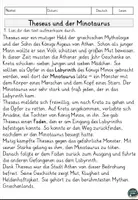 Vorschau - Arbeitsblätter - Theseus und der Minotaurus Lesen und Verstehen Arbeitsblätter mit Lesetext, Fragen - Seite 1