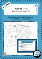 Vorschau - Stationenlernen - Geometrie 4. - 6. Klasse: Vom Gebäude zum Bauplan und zu den Ansichten - Deckblatt