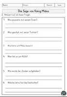 Vorschau - Arbeitsblätter - Die Sage von König Midas Lesen und Verstehen Arbeitsblätter mit Lesetext, Fragen - Seite 3
