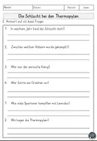 Vorschau - Arbeitsblätter - Die Schlacht bei den Thermopylen Lesen und Verstehen Arbeitsblätter mit Lesetext, Fragen - Seite 2