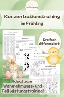 Vorschau - Arbeitsblätter - Konzentration & Wahrnehmung | Frühling & Ostern | Dreifach differenziert - Deckblatt