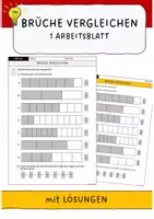 Vorschau - Arbeitsblätter - Brüche vergleichen mit Lösungen (bildliche Darstellung von Brüchen, Bruchstreifen) - Deckblatt