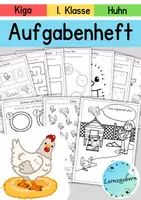 Vorschau - Arbeitsblätter - Aufgabenheft für den Kindergarten: Huhn - Deckblatt