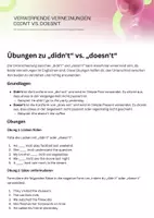 Vorschau - Arbeitsblätter - Übungen zu „didn't“ vs "doesnt" - Deckblatt