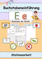 Vorschau - Arbeitsblätter - Buchstabeneinführung E - Stationsarbeit Lerntheke - Deckblatt