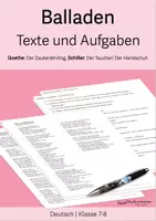 Vorschau - Arbeitsblätter - Arbeitsblätter "3 Balladen - Texte und Aufgaben" - Der Zauberlehrling, Der Handschuh, Der Taucher - ca. 10 Stunden -Klasse 7/8 - Deckblatt