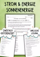 Vorschau - Arbeitsblätter - Strom und Energie - Sonnenenergie (differenziertes Arbeitsblatt) - Deckblatt