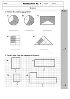 Vorschau - Test - Klassenarbeit Brüche (Bruchteile benennen, gemischte Zahlen, Erweitern und Kürzen) - Seite 1
