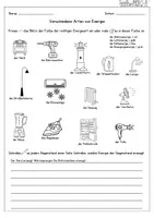 Vorschau - Arbeitsblätter - Strom und Energie - Verschiedene Arten von Energie (Arbeitsblatt) - Seite 1