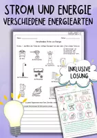 Vorschau - Arbeitsblätter - Strom und Energie - Verschiedene Arten von Energie (Arbeitsblatt) - Deckblatt