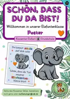 Vorschau - Poster - Klassentier Elefant – Wertschätzendes Klassenposter - Deckblatt