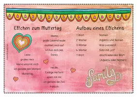 Vorschau - Arbeitsblätter - Elfchen zum Muttertag (z.B. als Muttertagsgeschenk) - Seite 1