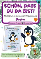 Vorschau - Poster - Klassentier Pinguin – Wertschätzendes Klassenposter - Deckblatt