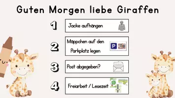 Vorschau - Präsentationen/Tafelbilder - Digitaler Tagesablauf / Tafelmaterial Giraffenklasse - Deckblatt