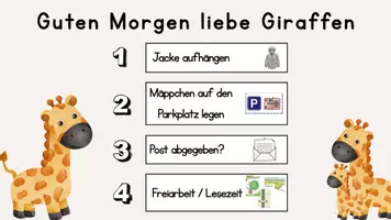 Vorschau - Präsentationen/Tafelbilder - Digitaler Tagesablauf / Tafelmaterial Giraffenklasse - Seite 1