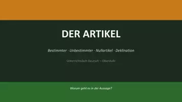Vorschau - Unterrichtsreihen - Der Artikel – Wissenscheck & Lernzielkontrolle | bestimmter & unbestimmter Artikel – Deutsch Sekundarstufe I 5./6. Klasse / Schulstufe - Seite 3