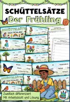 Vorschau - Aufgabenkarten - Schüttelsätze zum Thema Frühling - 2-fach differenziert DaZ / DaF / Deutsch - Deckblatt