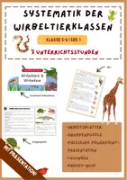 Vorschau - Arbeitsblätter - Komplette Unterrichtseinheit Systematik der Wirbeltiere I 3 fertige Unterrichtsstunden mit Arbeitsmaterialien + Präsentation I Klasse 5/6 Sek.1 - Deckblatt
