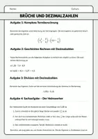 Vorschau - Arbeitsblätter - Kompetenztest zu Brüchen und Dezimalzahlen (inkl. Lösung) - Seite 1