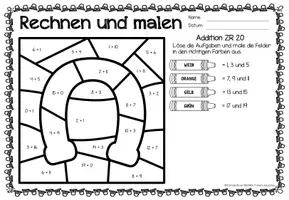 Voorbeeld - Rechen-Mal-Blätter - Addition bis 20 (St. Patrick's Day) | Wiskunde Duits - Pagina 3