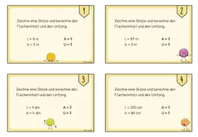 Vorschau - Aufgabenkarten - Kartei: Umfang und Flächen berechnen (Kl. 4) - Seite 2