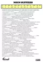 Vista previa - Hojas de trabajo - NOUN SUFFIXES – Worksheet (80 Sentences) - página 1