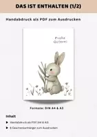 Vorschau - Arbeitsblätter - Handabdruck Ostern Basteln Kinder – Vorlage für Kita Vorschule A3 & A4 | Ostergeschenk Eltern - Seite 1