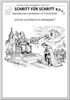 Vorschau - Arbeitsblätter - Kirche im Mittelalter – Karikatur Geschichte - Seite 1