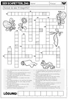 Vorschau - Arbeitsblätter - DER SCHMETTERLING - Kreuzworträtsel - Seite 1