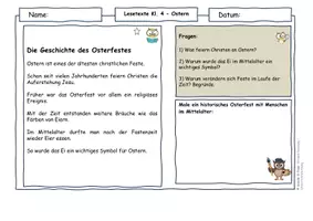 Vorschau - Arbeitsblätter - Sachtexte Ostern Klasse 4 – Geschichte und weltweite Bräuche - Seite 1