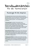 Vorschau - Arbeitsblätter - Berufswahl-Kärtchen: 24 Fragen für die Partnerarbeit - Seite 1