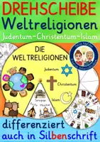 Vorschau - Arbeitsblätter - Weltreligionen Grundschule - Judentum Christentum Islam - DREHSCHEIBE Ethik Religion - Deckblatt