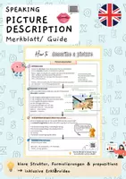 Vorschau - Arbeitsblätter - How to describe a picture in English/ picture description - Merkblatt/ Guide (ideal für alle Jahrgangsstufen, Prüfungsvorbereitung) INKLUSIVE ERKLÄRVIDEO - Deckblatt