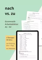Vorschau - Stundenentwürfe - DAF/DAZ Grammatik A1–A2 – „zu“ oder „nach“? | Arbeitsblätter inkl. Lösungen | Präpositionen mit Dativ und Akkusativ - Deckblatt