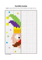 Vorschau - Arbeitsblätter - Pixel-Bilder: Fasching & Karneval & Fastnacht (Symmetrie / Pixel-Art) - Seite 1