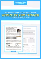 Vorschau - Stationenlernen - Technik - Werkzeuge zum Trenne (Sägen von Werkstoffen) - Deckblatt