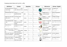 Vorschau - Arbeitsblätter - Vocabulary Action Sheet für Lighthouse 1 (Unit 4) - Deckblatt