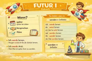Vorschau - Poster - Zeitformen-Poster – Präsens, Perfekt, Präteritum & Futur I - Seite 1