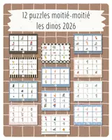 Aperçu - Apprentissages en autonomie - 8. 🦕 12 puzzles moitié-moitié – Les dinos 2026 - Page de couverture