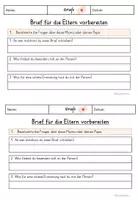 Vorschau - Arbeitsblätter - Brief an die Eltern schreiben Briefe - Seite 1