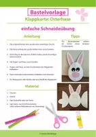 Vorschau - Mal- und Bastelvorlagen - Klappkarte: Osterhase – einfache Schneideübung - Seite 1