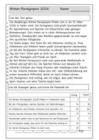 Vorschau - Arbeitsblätter - Leseverstehen Sachtext Winter-Paralympics - Seite 1