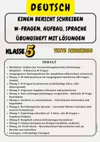 Vorschau - Arbeitsblätter - Einen Bericht schreiben W-Fragen, Aufbau, Sprache Übungsheft mit Lösungen Klasse 5 - Deckblatt