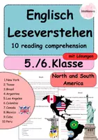 Vorschau - Arbeitsblätter - Englisch Leseverstehen 5./6.Klasse America - 10 spannende Reading Comprehension Texte mit Fragen & Lösungen - differenziert - Deckblatt